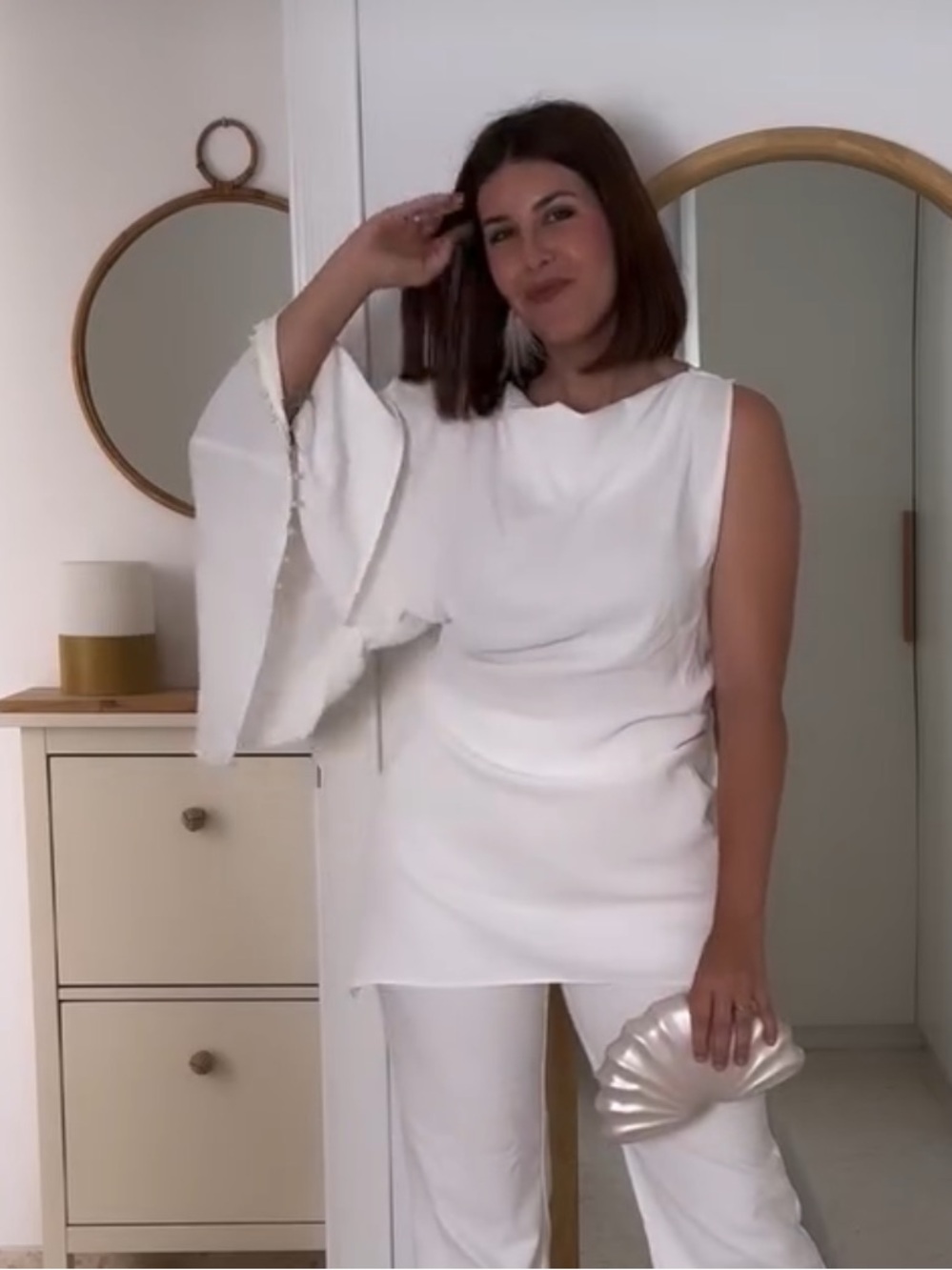 ZARA ASYMMETRIC FAUX
PEARL TUNIC BLOUSE